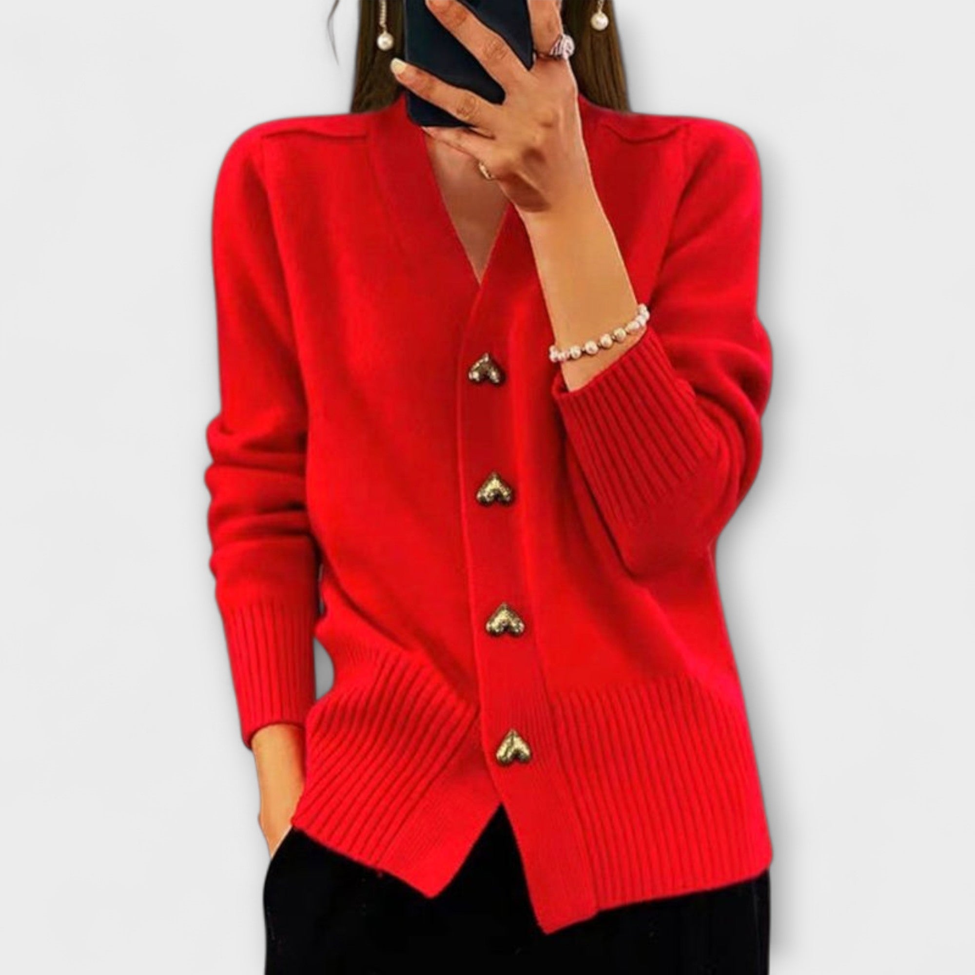 Marij – Women's V-Neck Sweater in Vintage Style