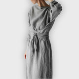 Martha | Elegant Linen Autumn Dress - Handmade