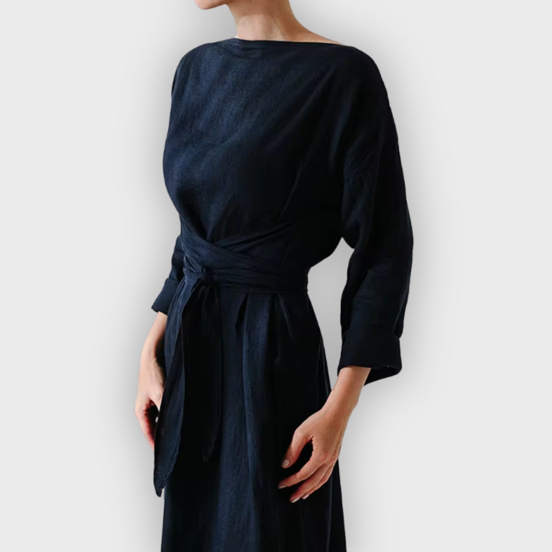 Martha | Elegant Linen Autumn Dress - Handmade