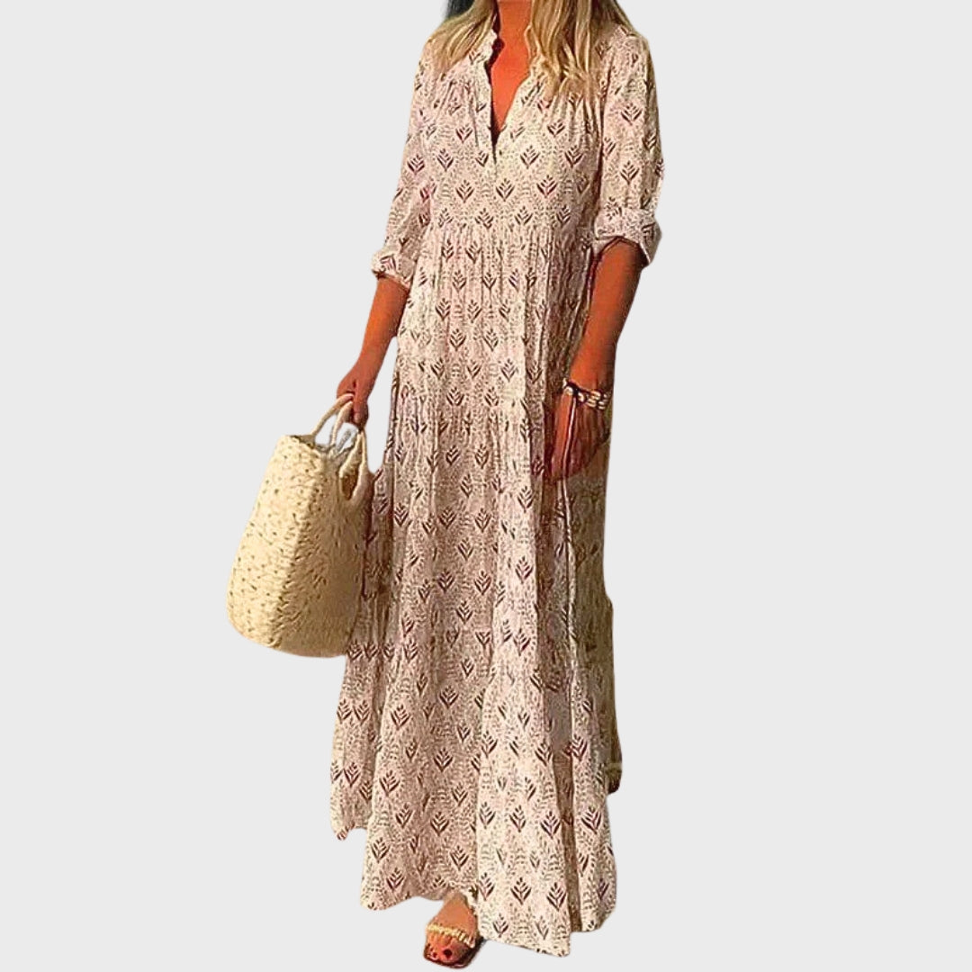 Daphne | Lightweight Long Dress with Vintage Print