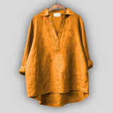 White Summer Blouse with V-Neck