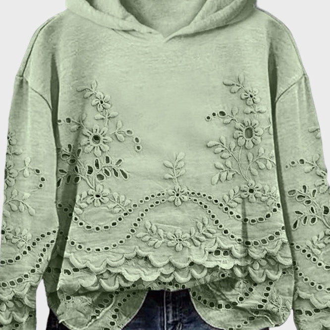 Lace Hooded Jumper in Meadow Green