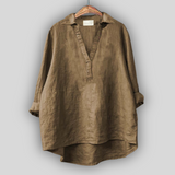 White Summer Blouse with V-Neck