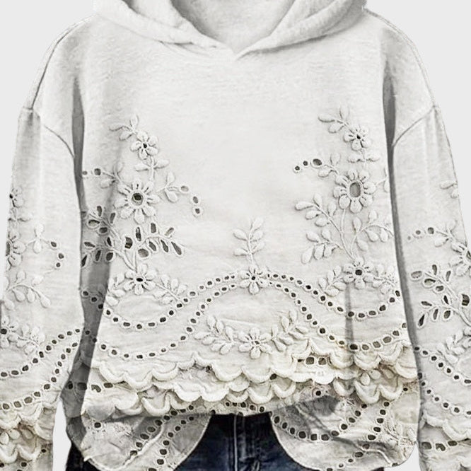 Lace Hooded Jumper in Meadow Green