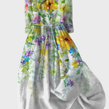 Georgia | Floral Watercolour Dress With Embroidery