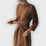 Martha | Elegant Linen Autumn Dress - Handmade