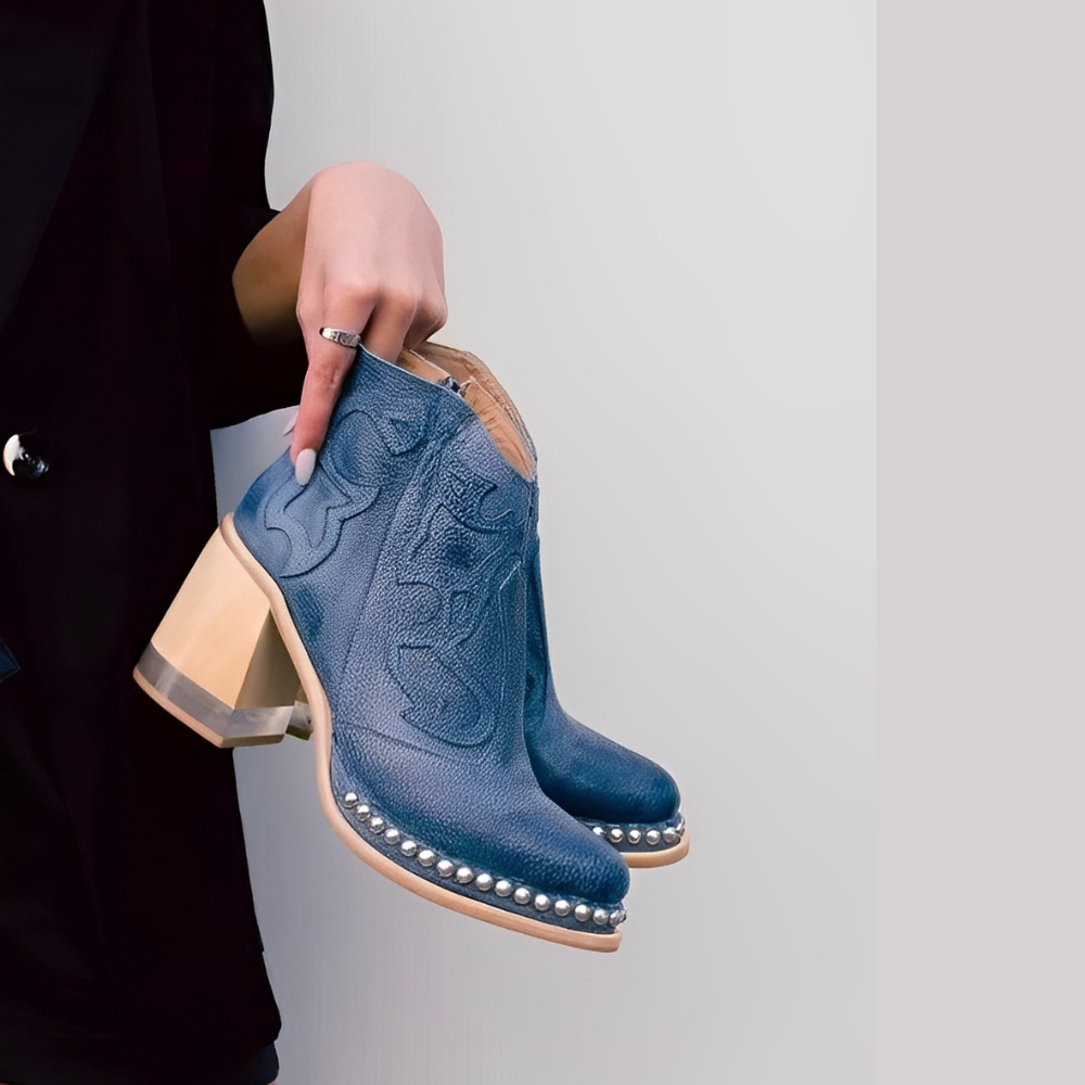 Ruby | Ankle Boots – Studded Sole & Block Heel