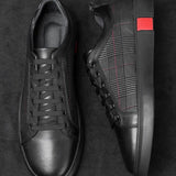 Francisco - Leather Trainers with Black Grid