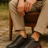 Francisco - Leather Trainers with Black Grid