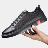 Francisco - Leather Trainers with Black Grid