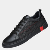 Francisco - Leather Trainers with Black Grid