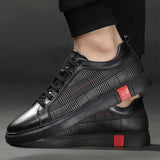 Francisco - Leather Trainers with Black Grid