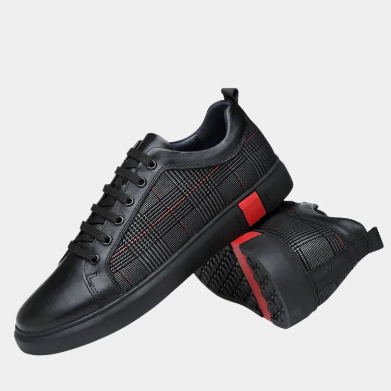 Francisco - Leather Trainers with Black Grid