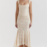 Isabella | Delicate Embroidered Evening Midi Dress