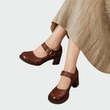 Olivia - Chunky-Heel Buckle Mary Jane Shoes