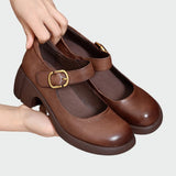 Olivia - Chunky-Heel Buckle Mary Jane Shoes