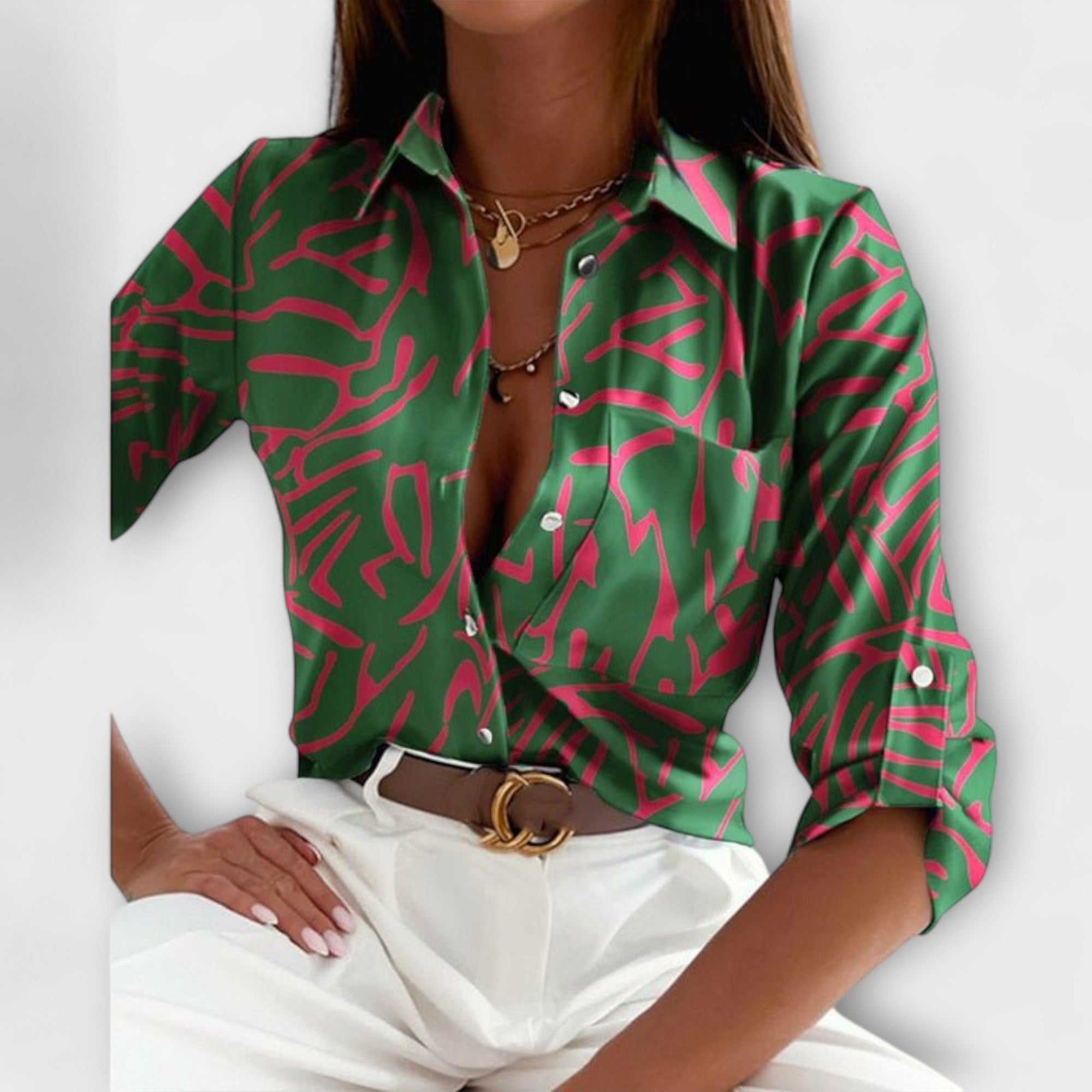 Ljubomira – Sophisticated Geometric Blouse