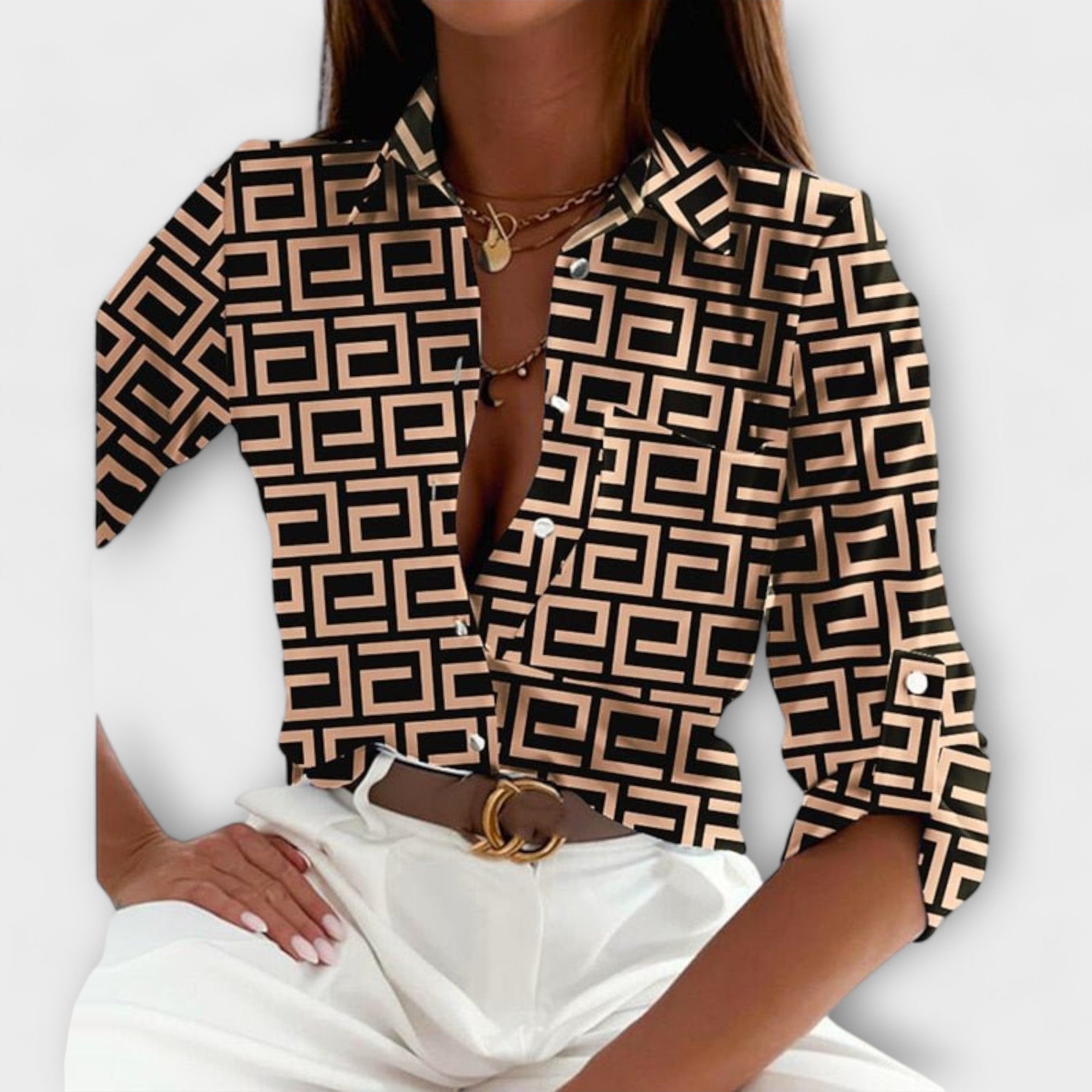 Ljubomira – Sophisticated Geometric Blouse
